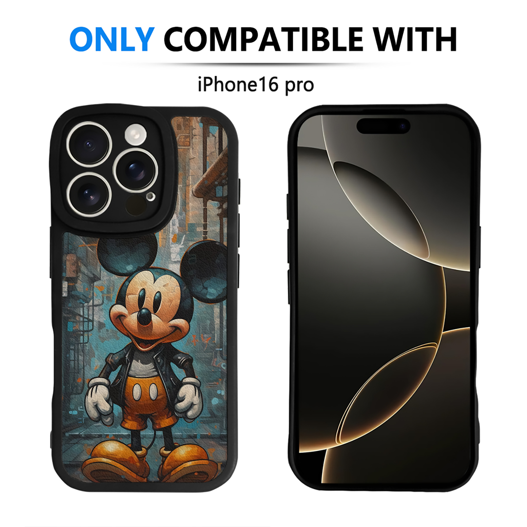 （画像用） ミッキーマウス Mickey Mouse 【iPhone 16シリーズ対応】シリコンスマホケース（レザー調） 材質：シリコン